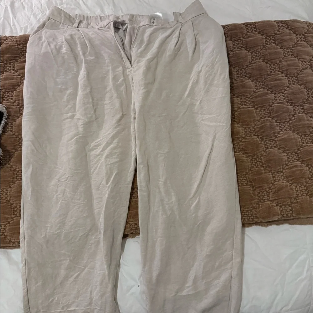 H&M Linen Blend Beige Pants